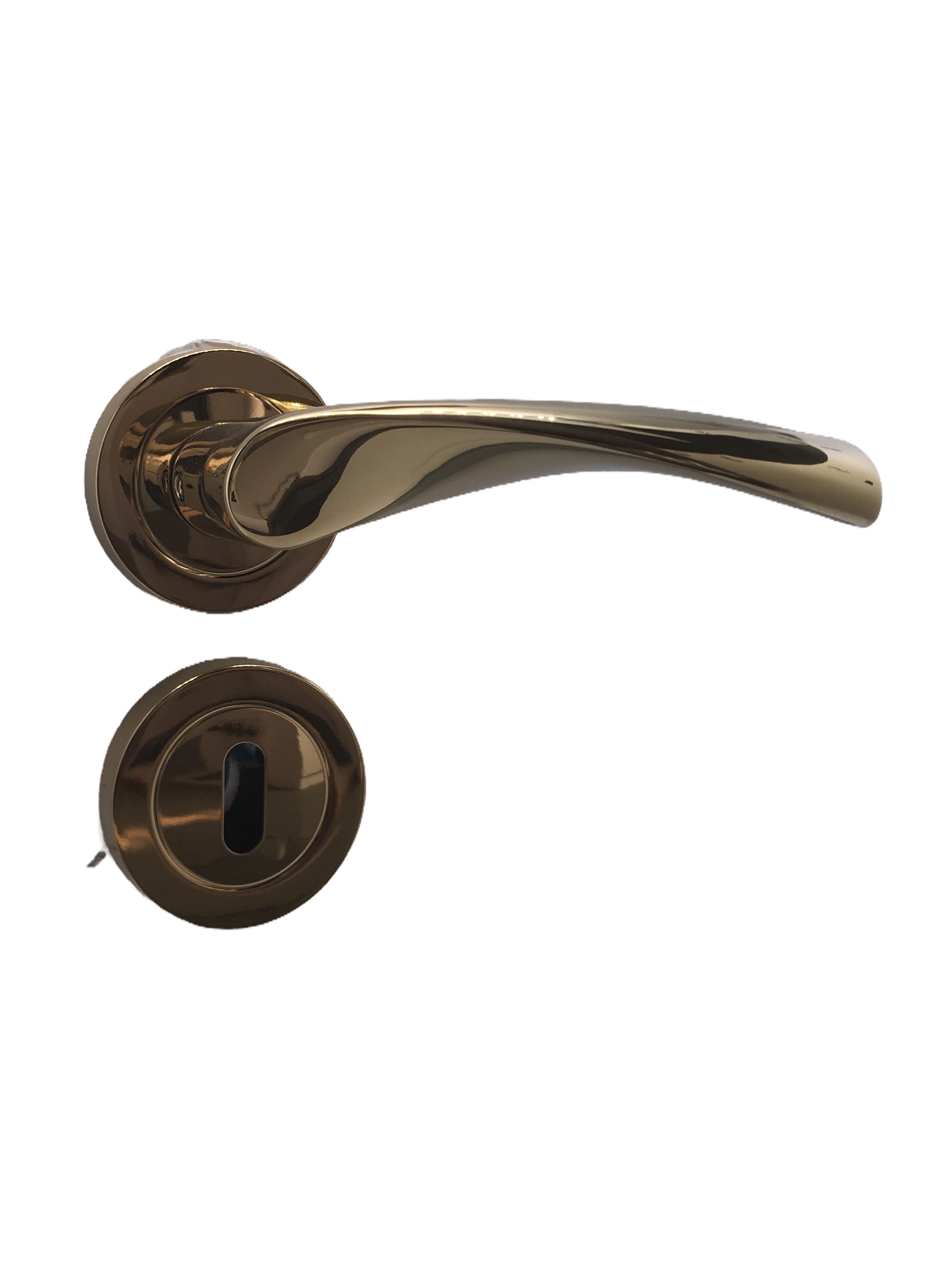 Polished gold twist lever handle