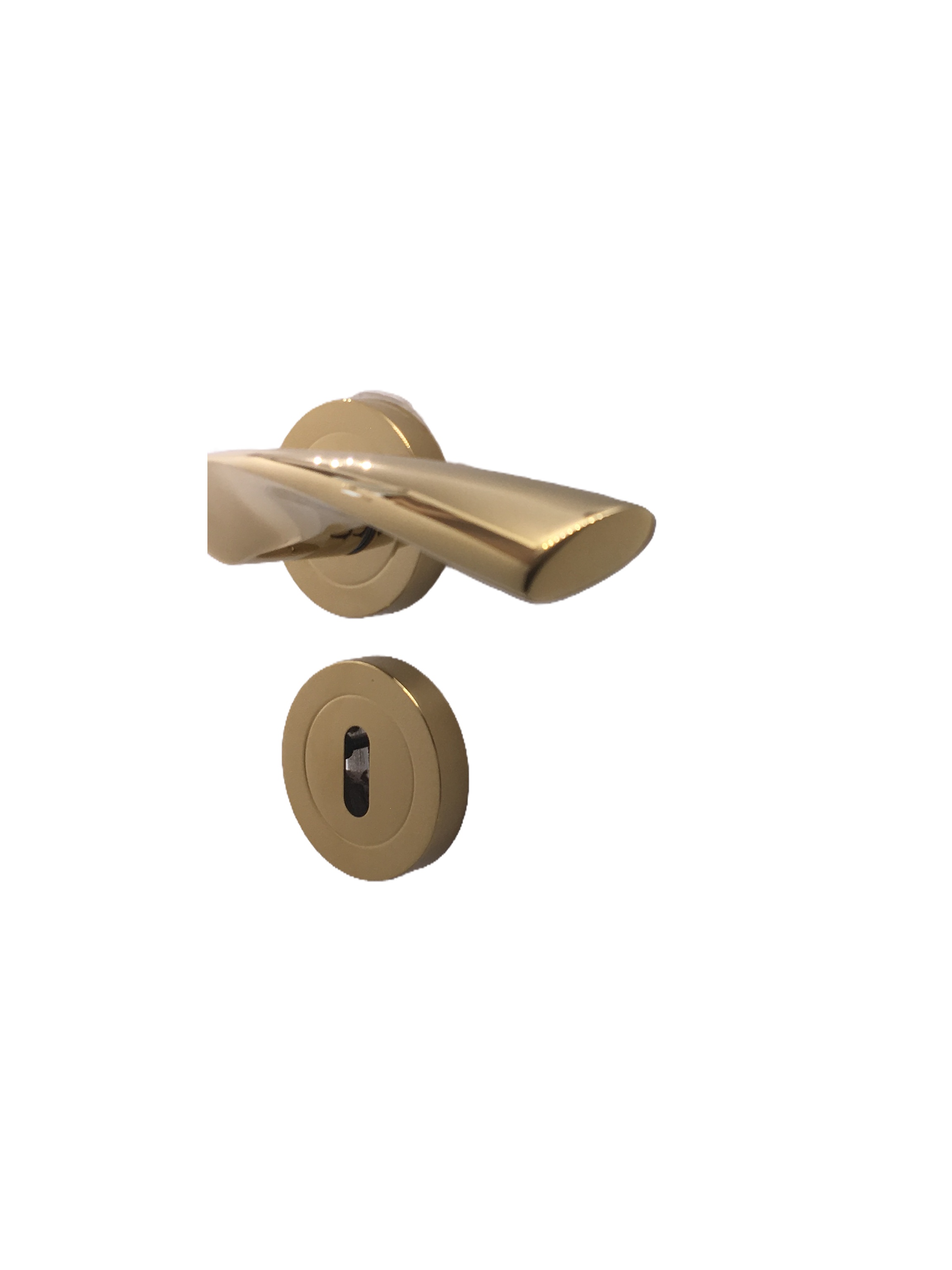 Polished gold twist lever handle