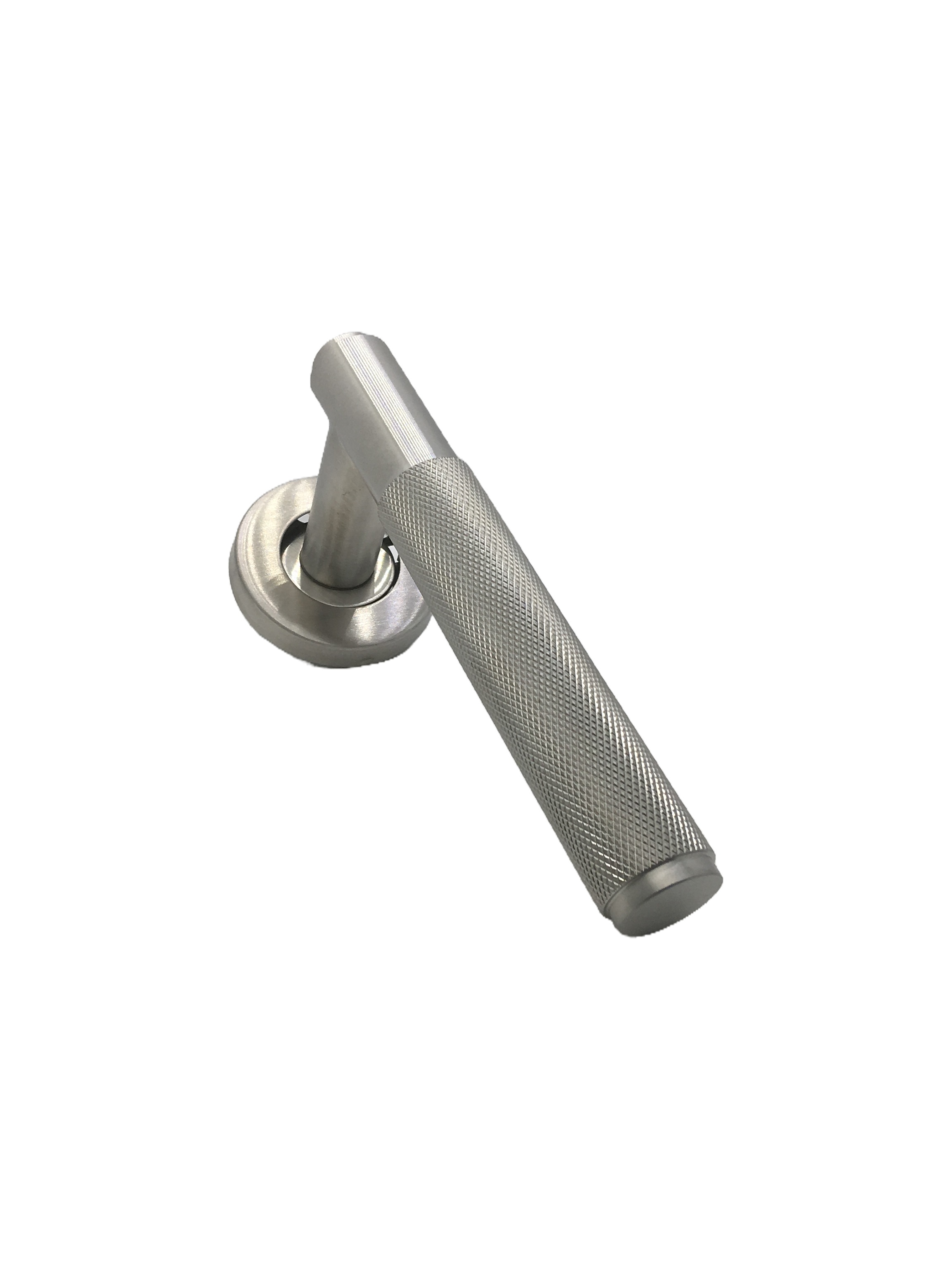 satin knurled lever handle