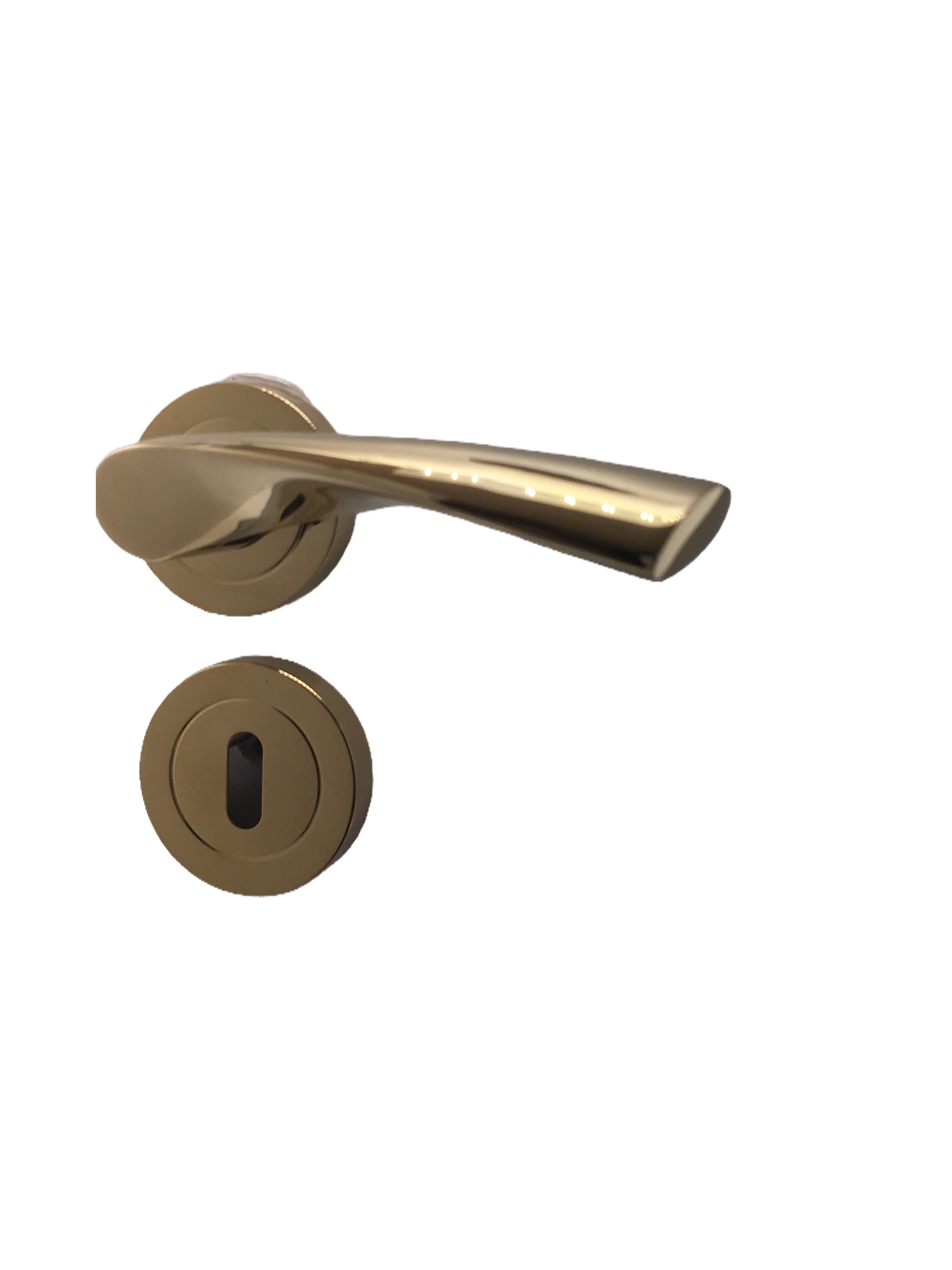 Polished gold twist lever handle