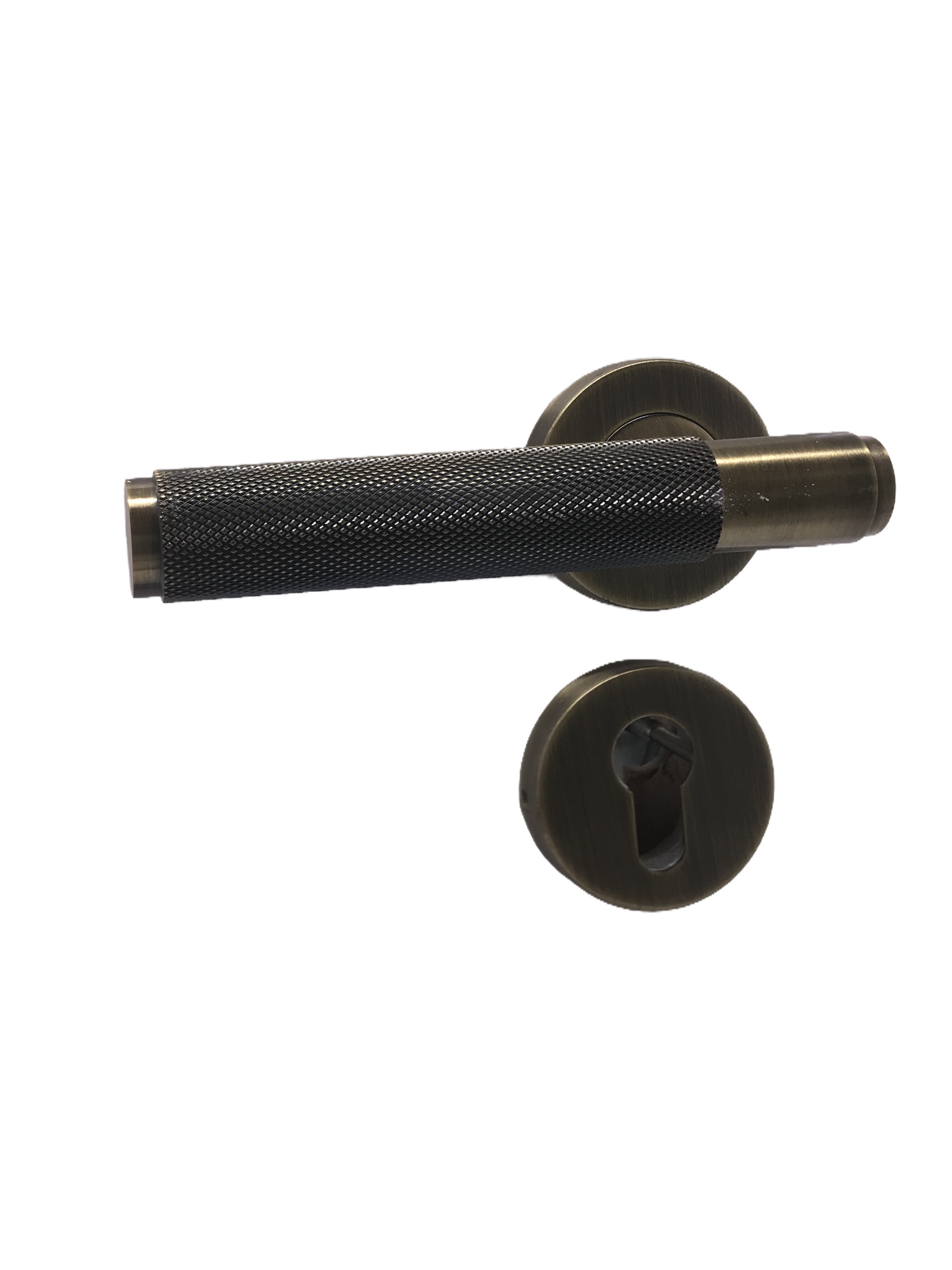 Brass knurled lever handle