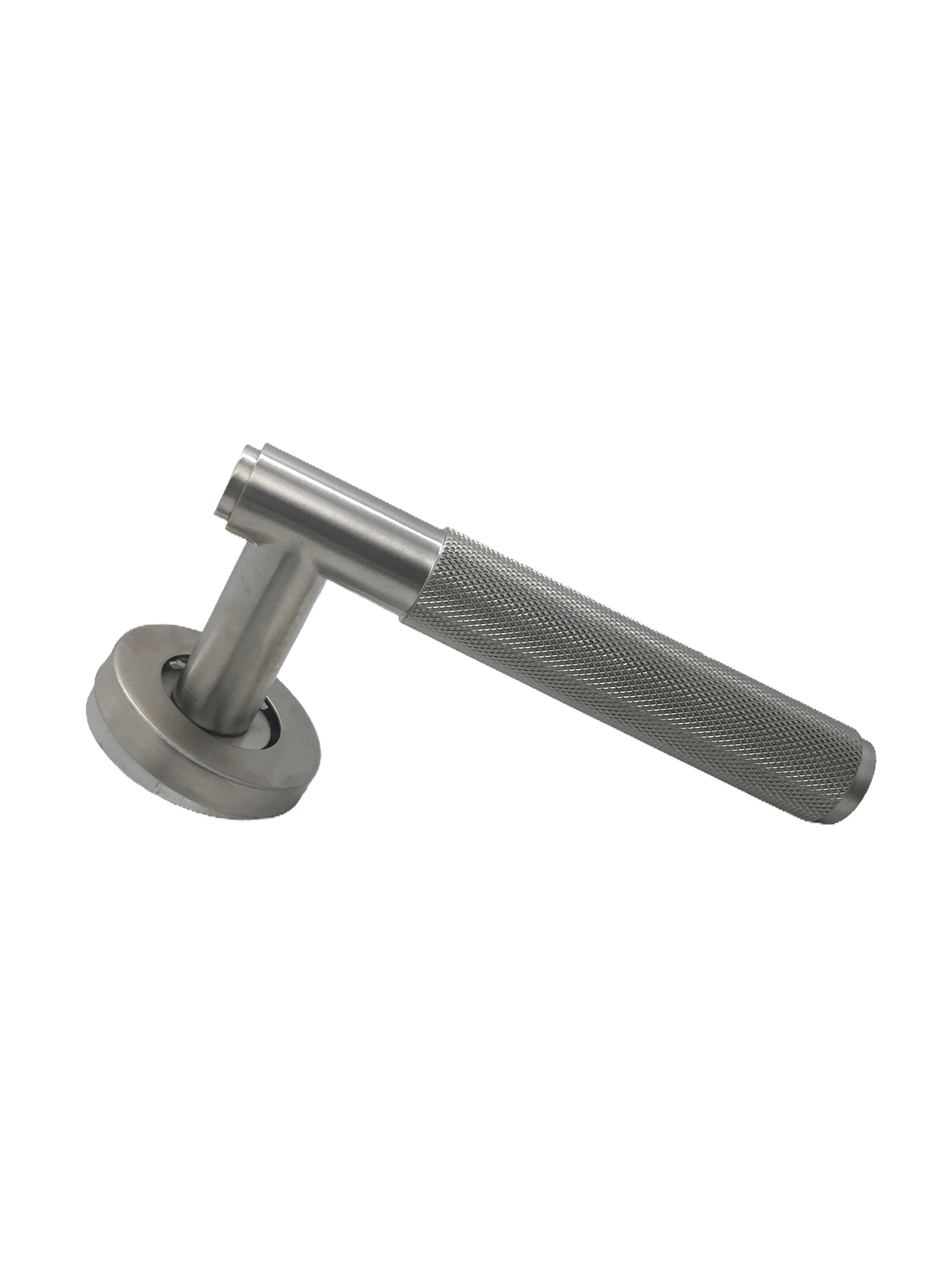 satin knurled lever handle
